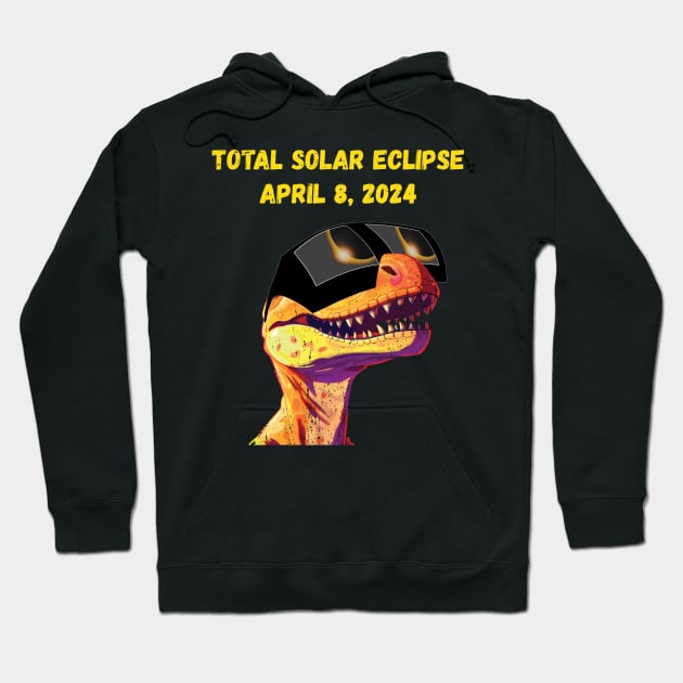 Total Solar Eclipse Grunge Dinosaur Hoodie by Rocky Ro Designs